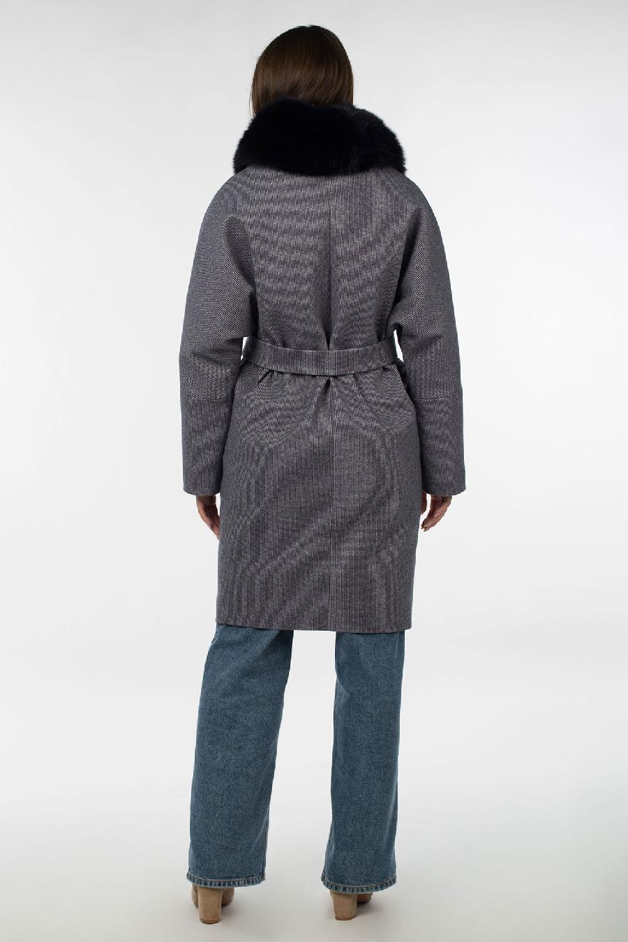 02-3062 Пальто женское утепленное (пояс) Ворса темно-синий