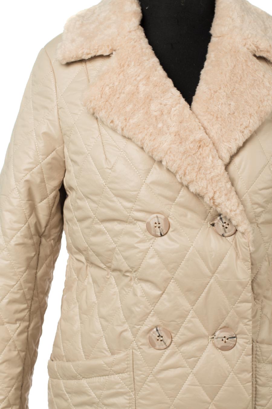 05-2064 Куртка женская зимняя (пояс) Плащевка бежевый