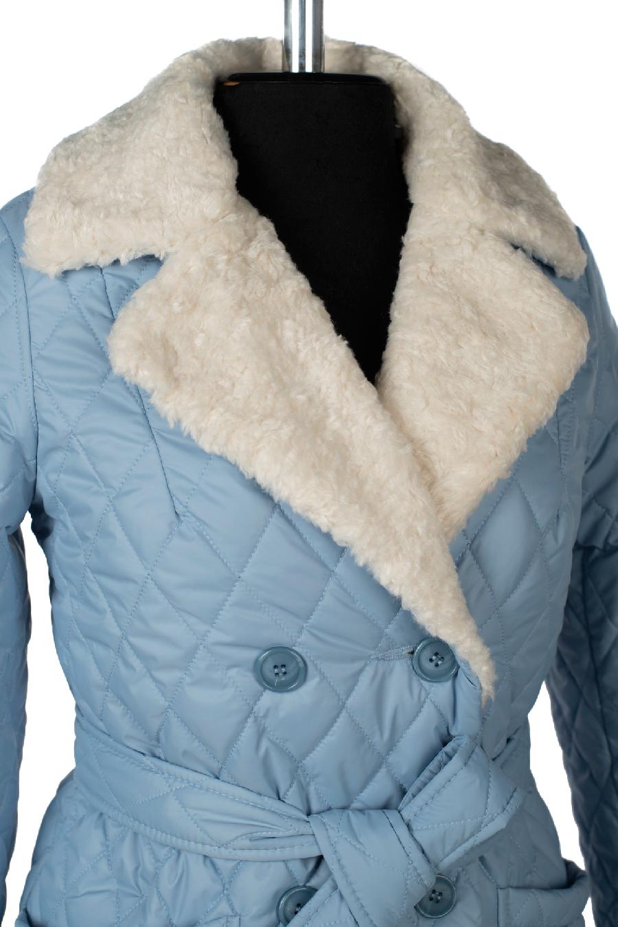 05-2139 Куртка женская зимняя (пояс) Плащевка голубой