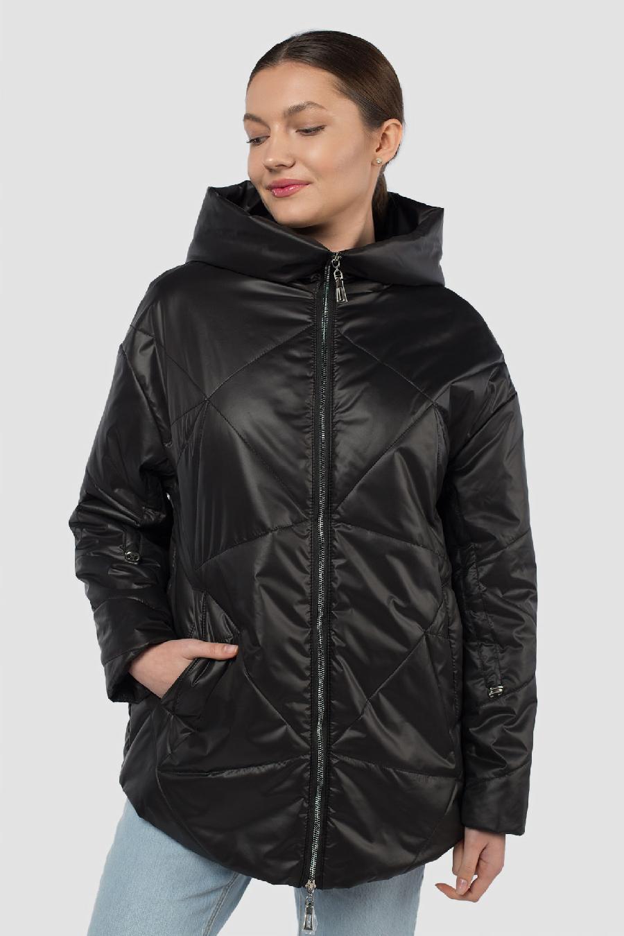 04-2909 Куртка женская демисезонная (синтепон 150) Плащевка черный