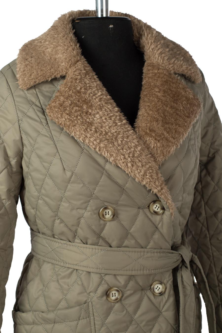 05-2095 Куртка женская зимняя (пояс) Плащевка светло-зеленый