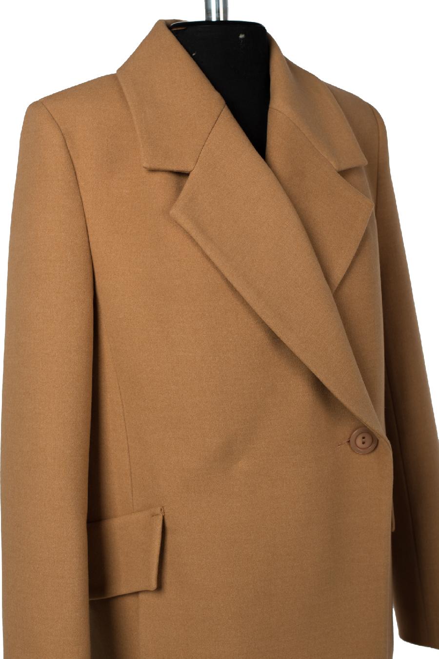 01-11258 Пальто женское демисезонное (пояс) Пальтовая ткань Кэмел