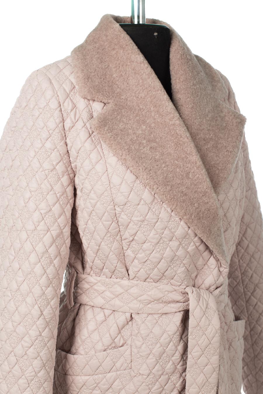 01-11093 Пальто женское демисезонное (пояс) Плащевка розово-бежевый