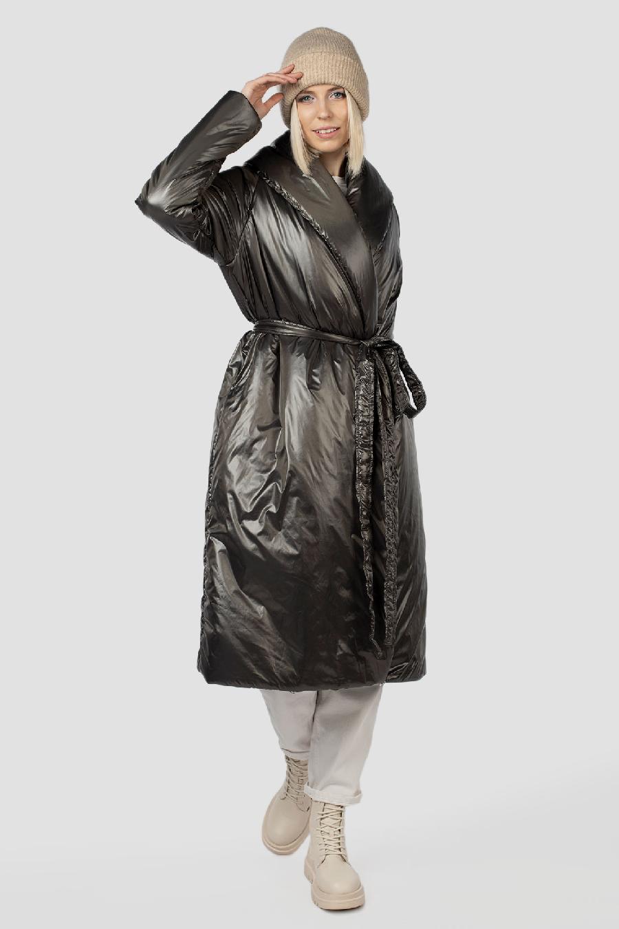05-2147 Куртка женская зимняя (термофин 150) Плащевка темно-серый