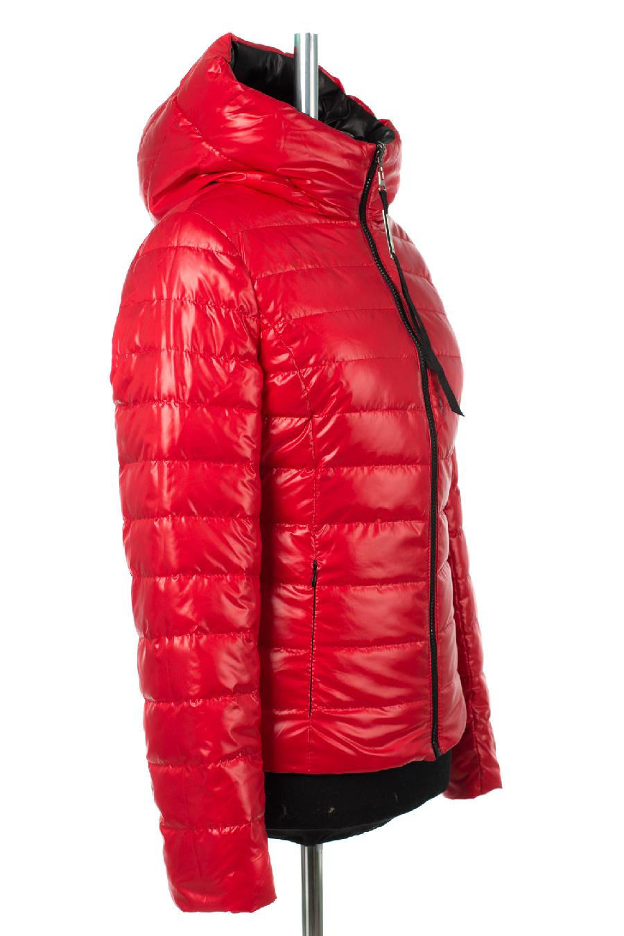 04-2879 Куртка женская демисезонная (G-loft 100) двусторонняя Плащевка Черно-красный