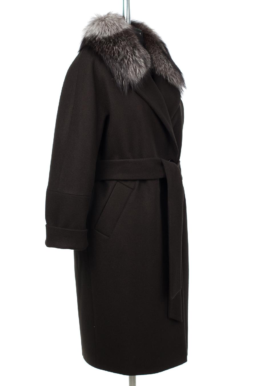 02-3063 Пальто женское утепленное (пояс) Микроворса черный