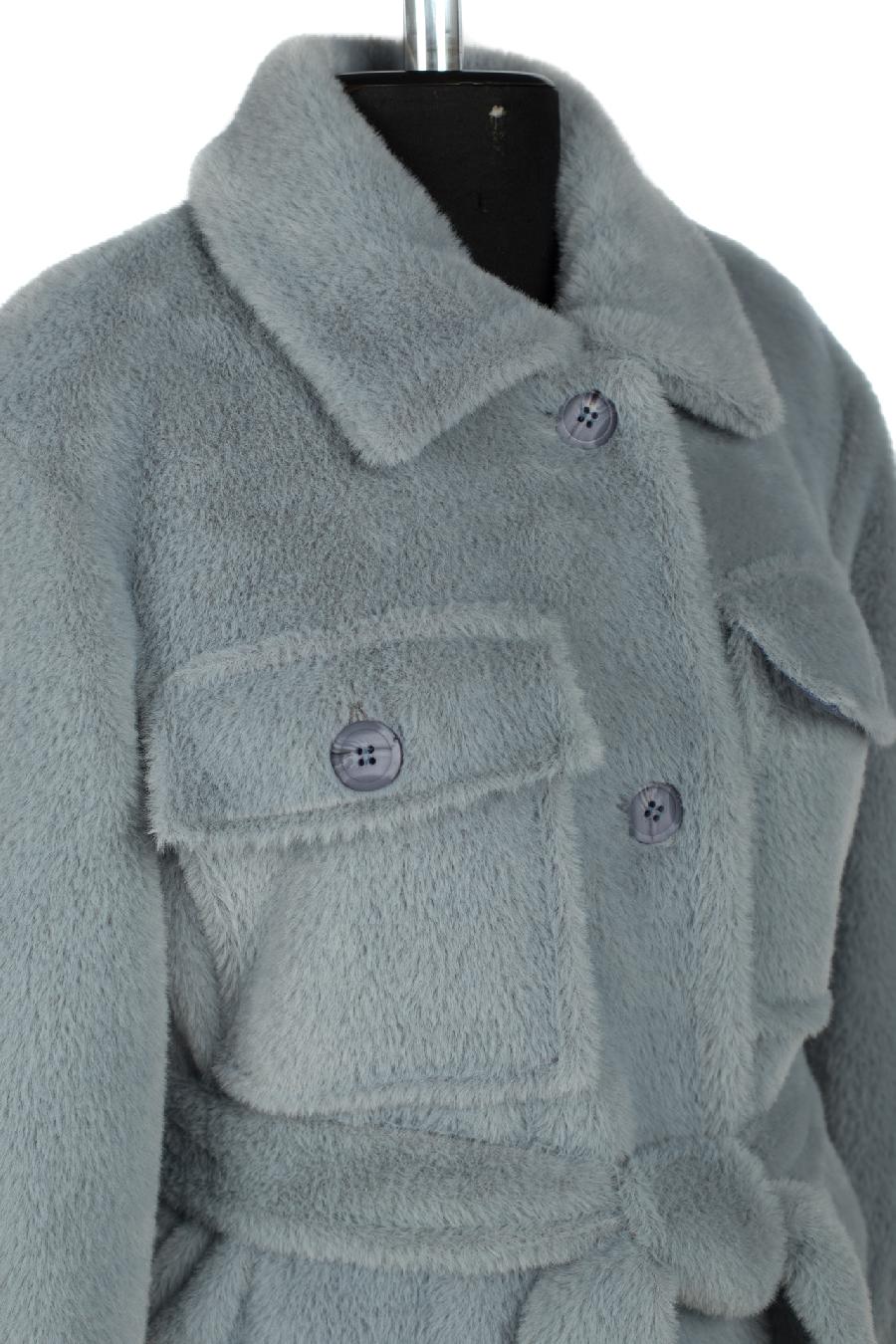 01-11134 Пальто женское демисезонное (пояс) Ворса серо-голубой