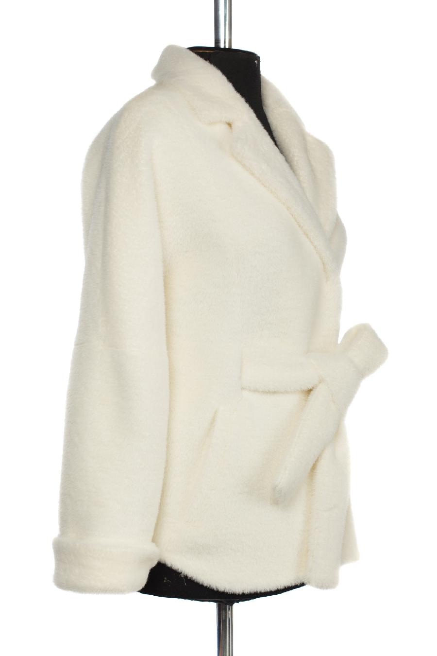 01-10333 Пальто женское демисезонное (пояс) Ворса белый