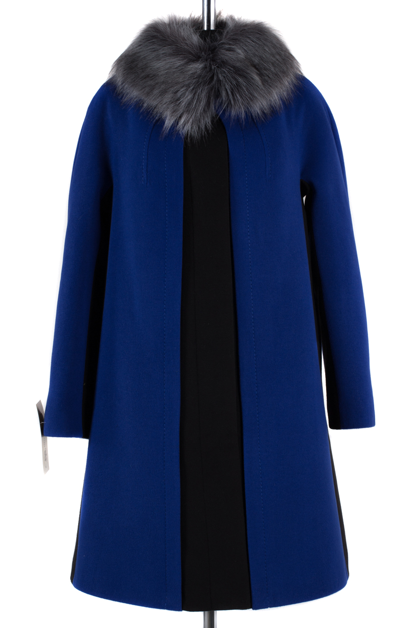 02-1204 Пальто женское утепленное Пальтовая ткань Сапфир-черный