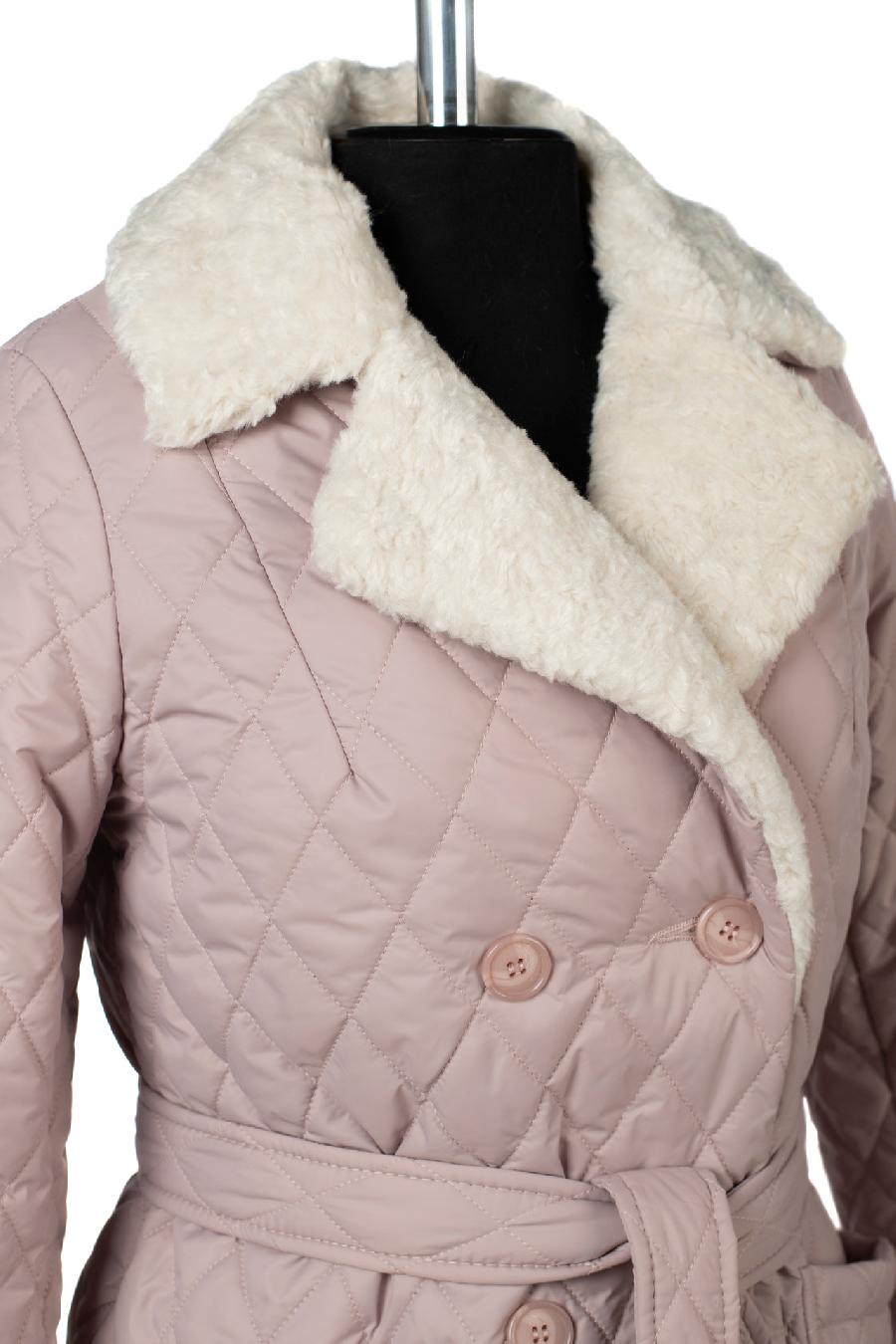05-2135 Куртка женская зимняя (пояс) Плащевка светло-сиреневый