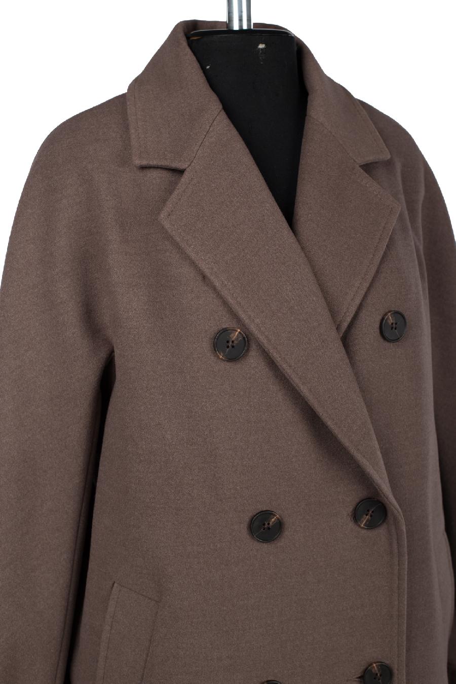01-11374 Пальто женское демисезонное (пояс) Пальтовая ткань кофе