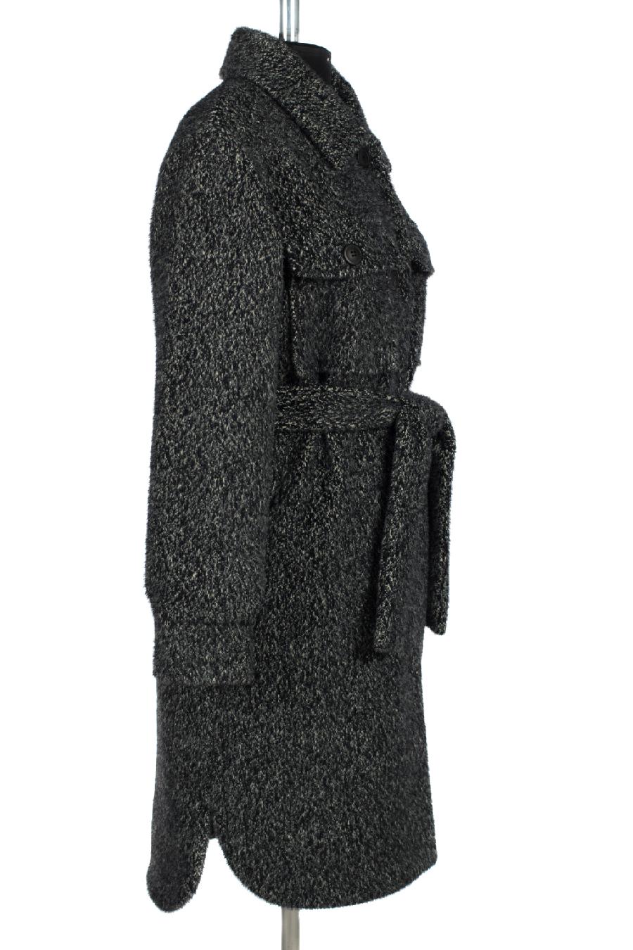 01-11133 Пальто женское демисезонное (пояс) Ворса черный