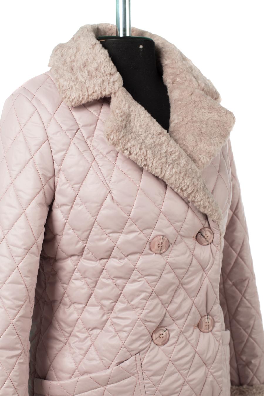 05-2061 Куртка женская зимняя (пояс) Плащевка светло-сиреневый