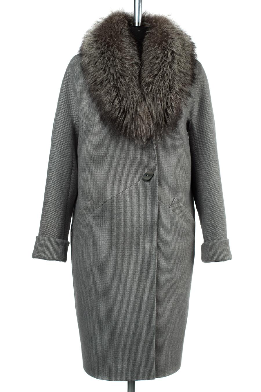 02-2470 Пальто женское утепленное Микроворса серый