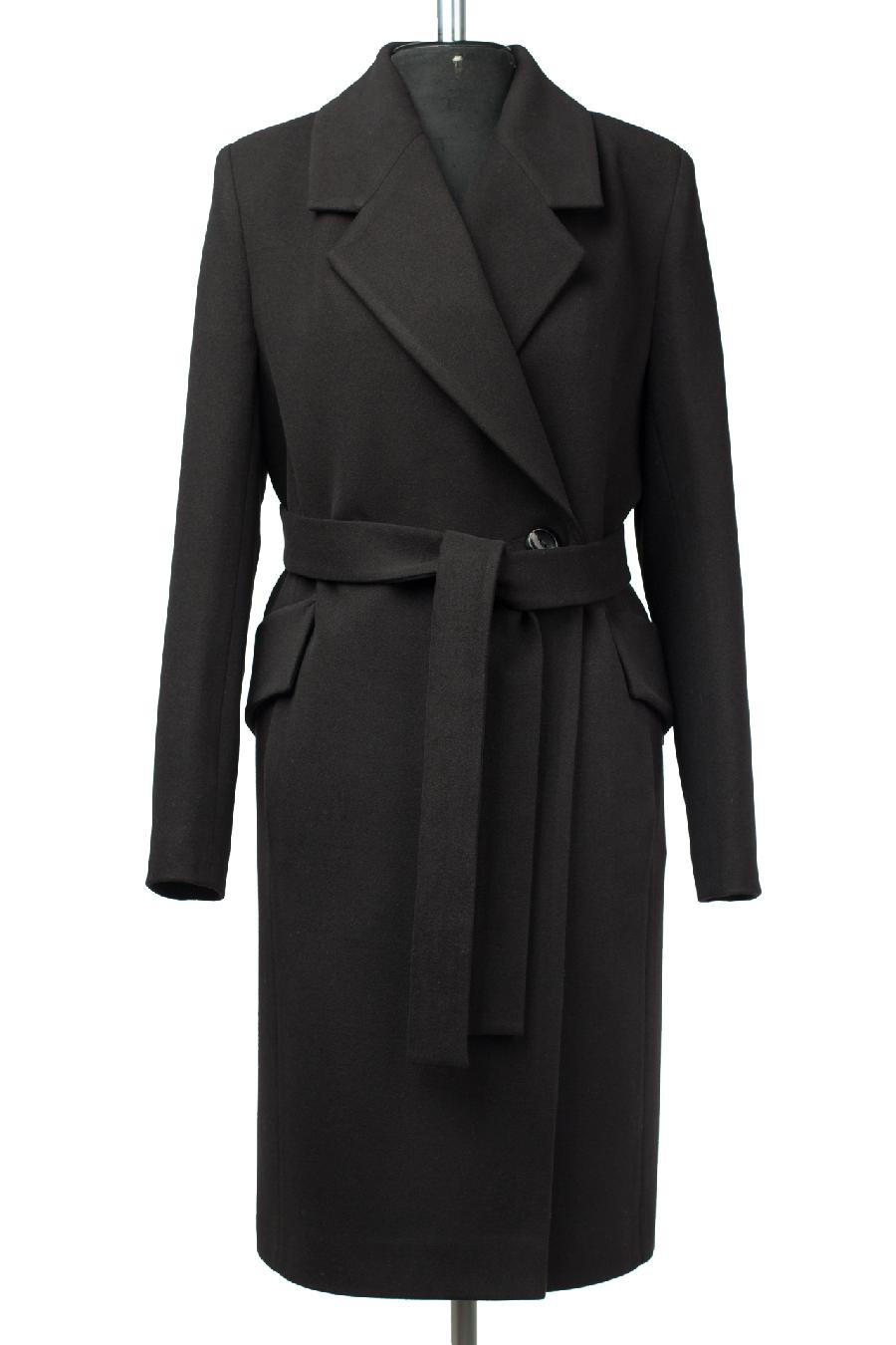 01-11256 Пальто женское демисезонное (пояс) Пальтовая ткань черный