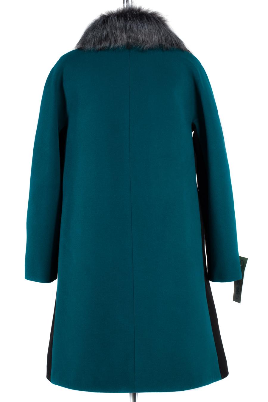 02-1202 Пальто женское утепленное Пальтовая ткань Изумруд-черный
