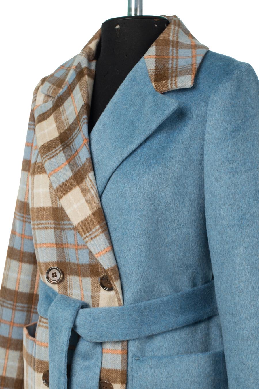 01-11181 Пальто женское демисезонное Микроворса голубой