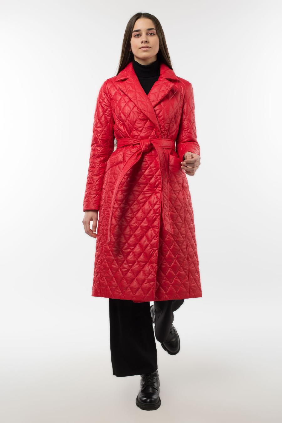 01-10510 Пальто женское демисезонное (пояс) Плащевка красный