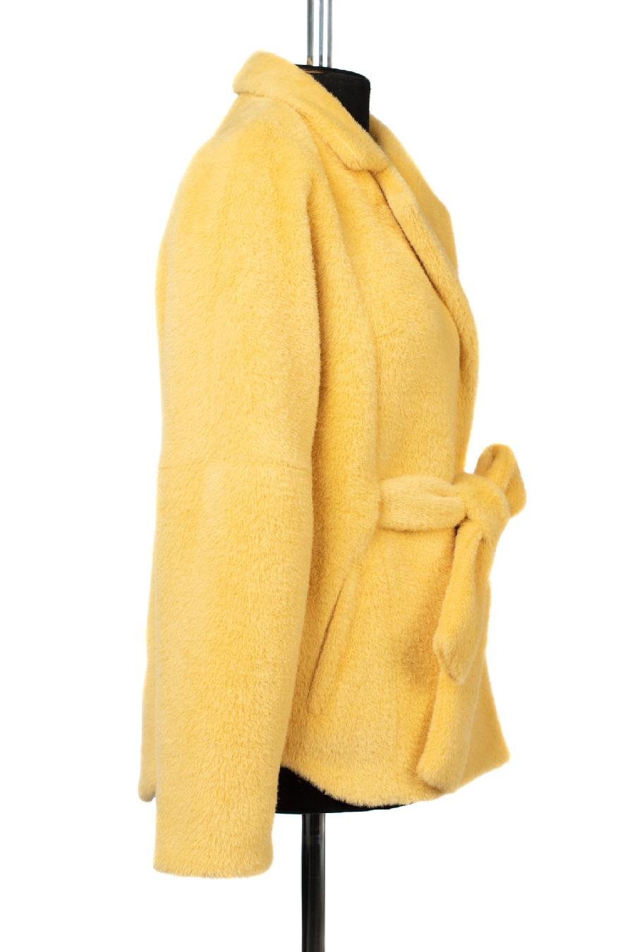 01-11576 Пальто женское демисезонное (пояс) Ворса светло-желтый