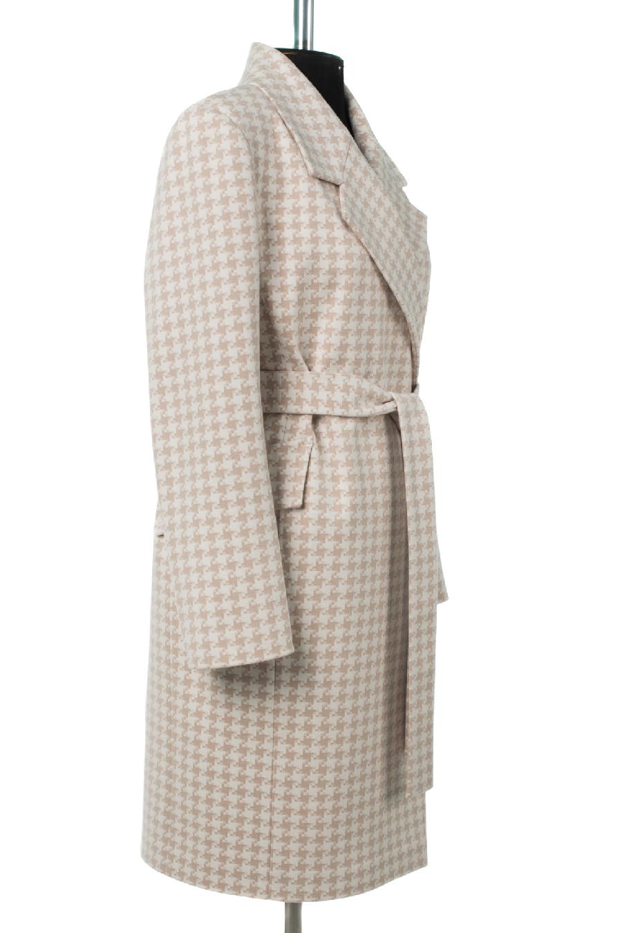 01-11059 Пальто женское демисезонное (пояс) Микроворса Ваниль