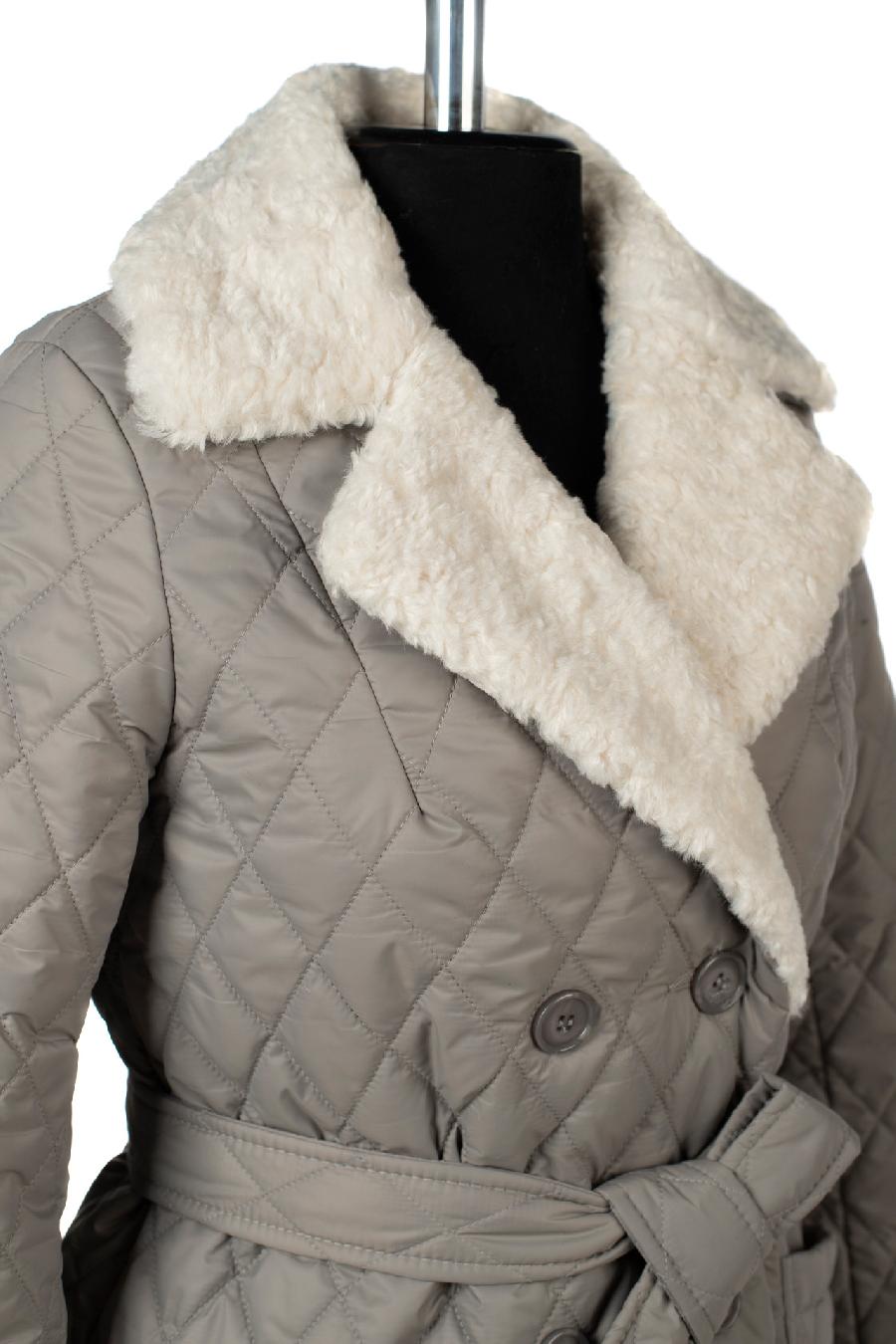 05-2137 Куртка женская зимняя (пояс) Плащевка серый