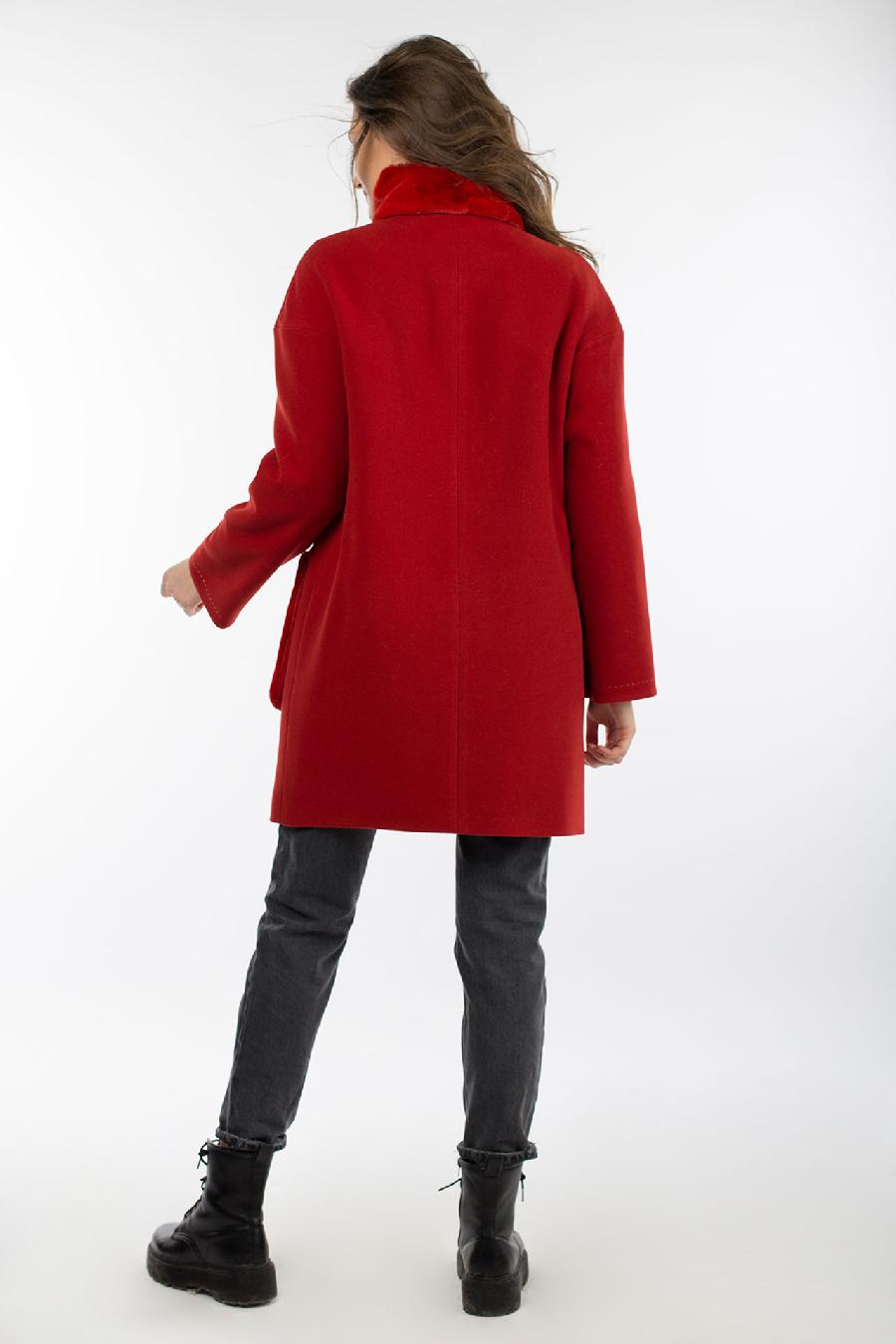 02-1786 Пальто женское утепленное Пальтовая ткань терракот