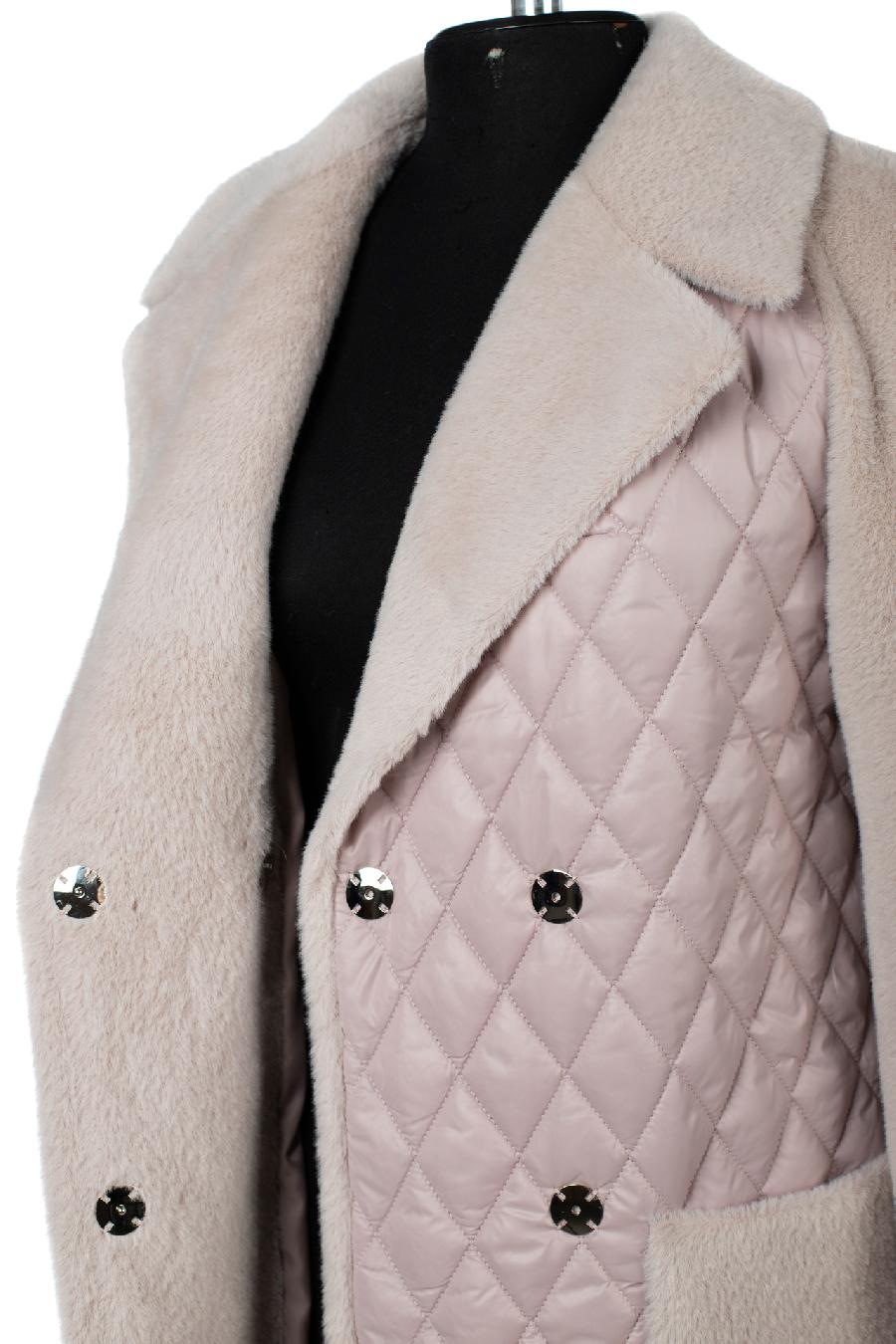 01-11487 Пальто женское демисезонное (пояс) ворса/плащевка светло-сиреневый