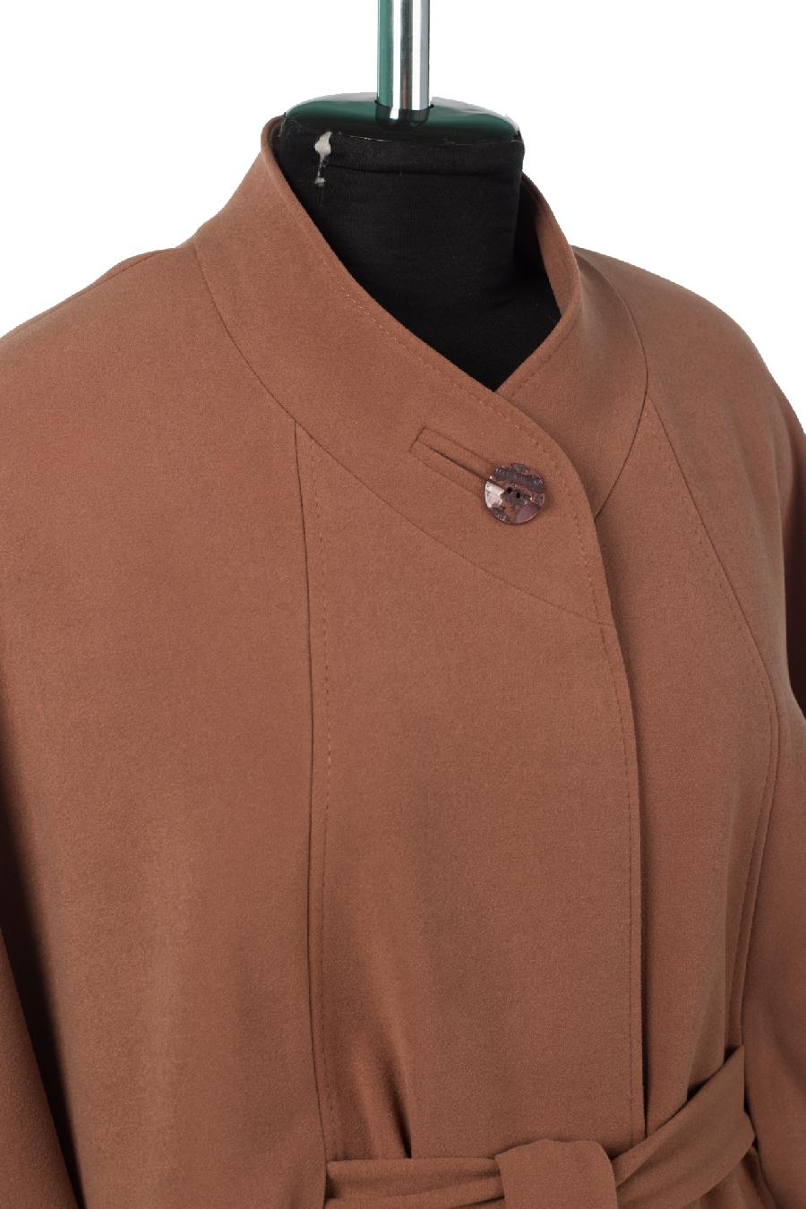 01-11168 Пальто женское демисезонное (пояс) Пальтовая ткань какао