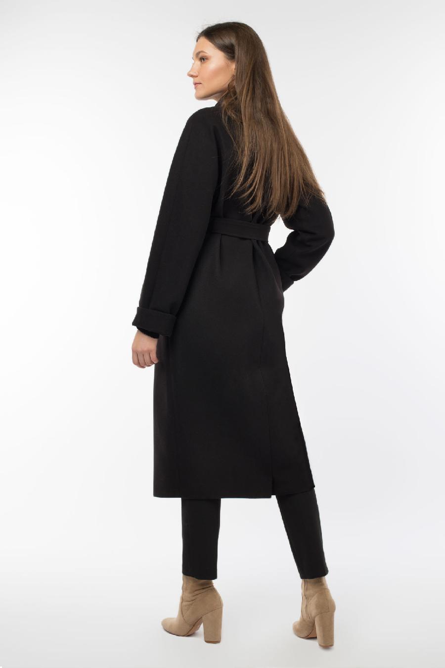 01-11206 Пальто женское демисезонное (пояс) Пальтовая ткань черный