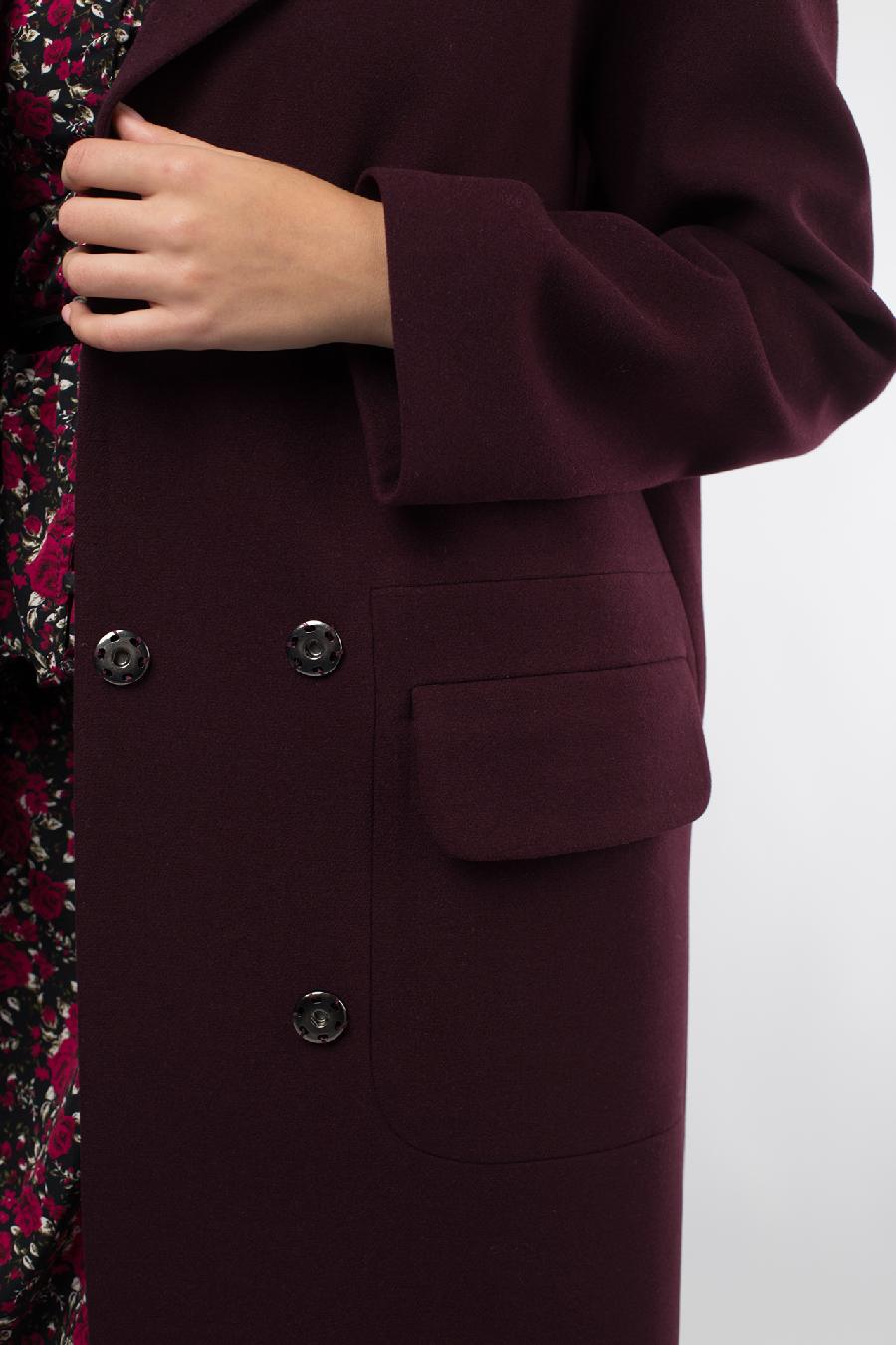 01-08118 Пальто женское демисезонное "Classic Reserve" Пальтовая ткань гранат