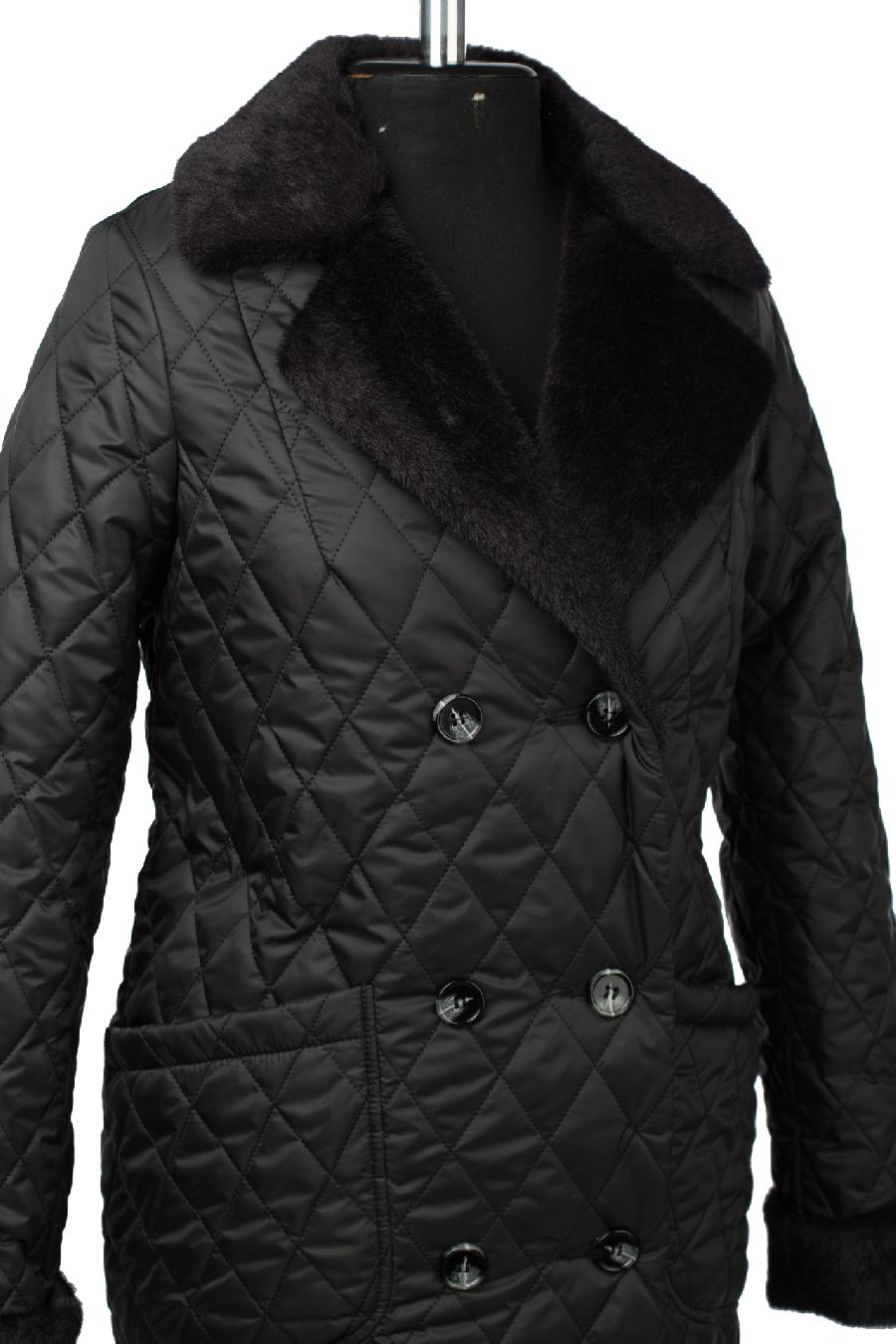 05-2100 Куртка женская зимняя (пояс) Плащевка черный