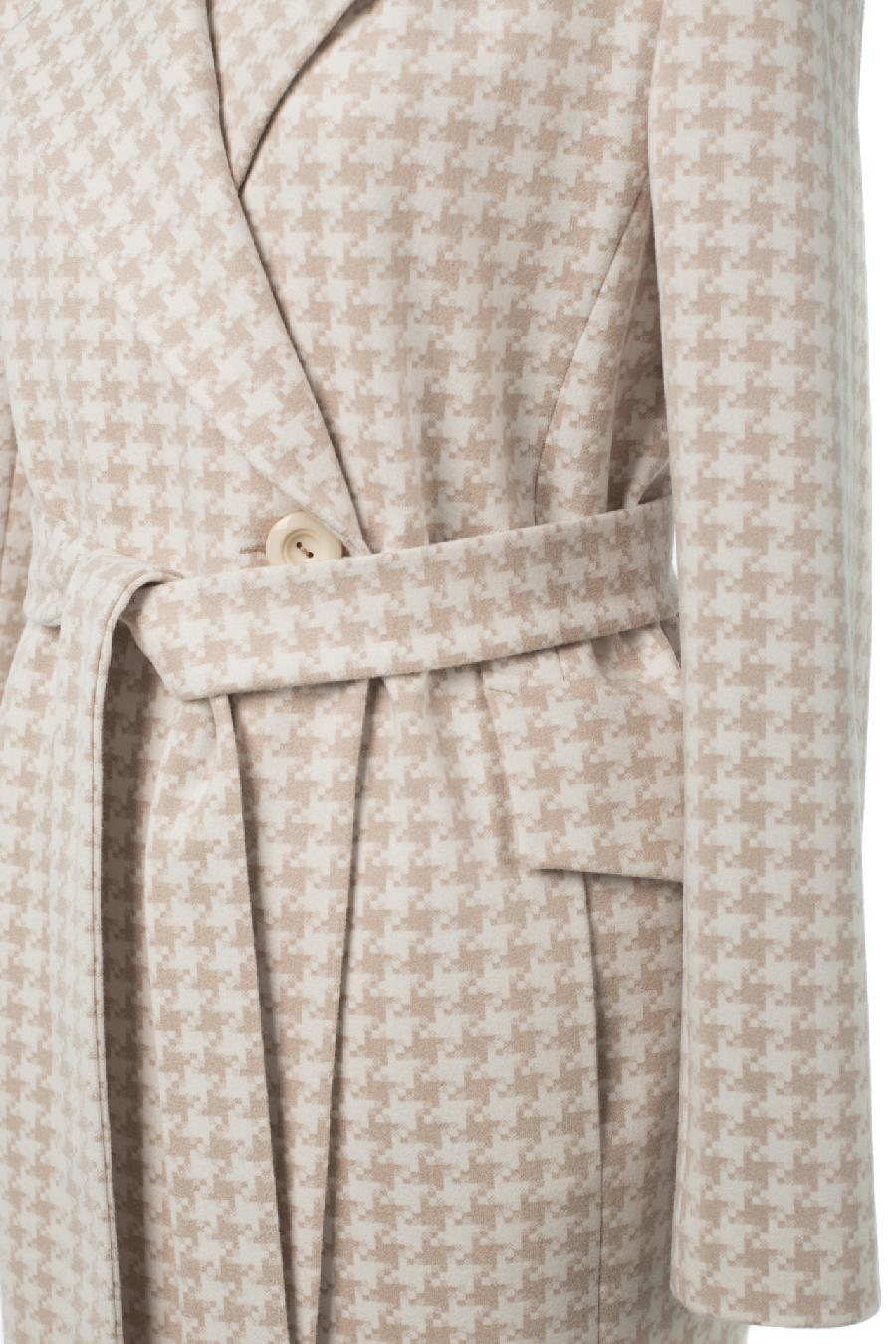 01-11059 Пальто женское демисезонное (пояс) Микроворса Ваниль