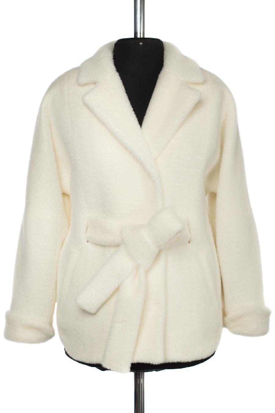 01-10333 Пальто женское демисезонное (пояс) Ворса белый